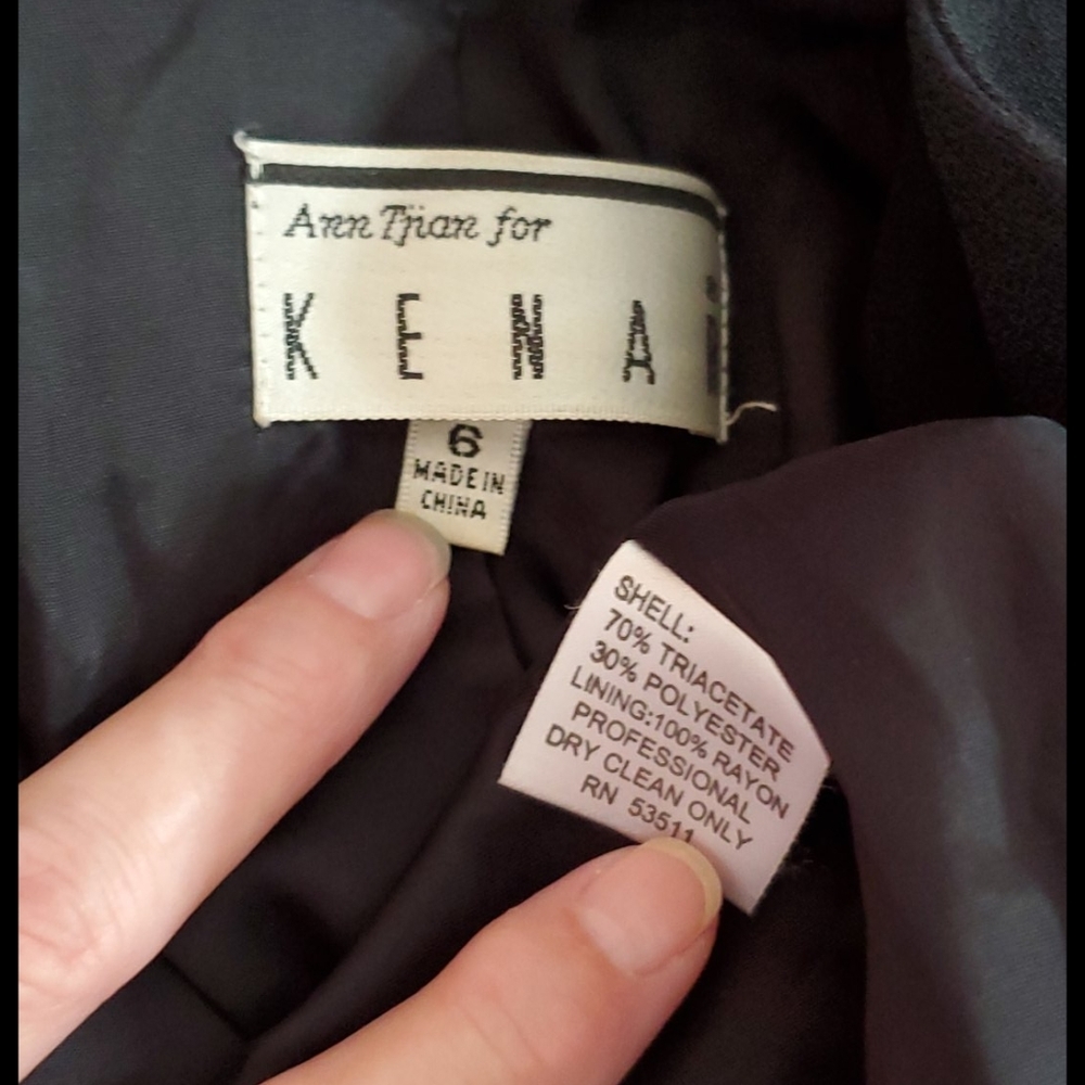 KENAR open midi black long sleeve coat lined sz.6 business travel office - Picture 6 of 11